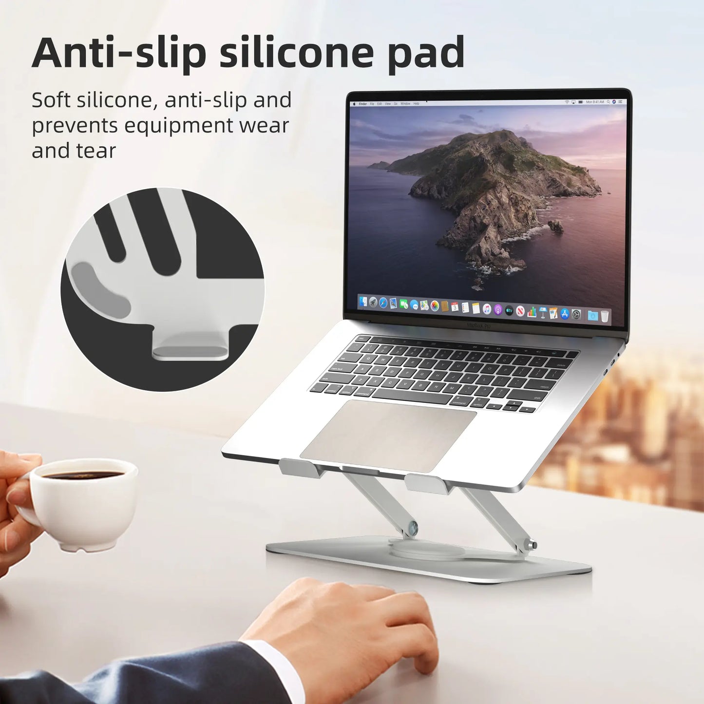 [Suptek 360° Rotating Laptop Stand]Adjustable Laptop Stand,Portable Laptop Riser, Laptop Stand for Desk Foldable,Ergonomic Computer Notebook Stand Holder Compatible with Macbook Air,Pro,Dell Xp,Fits for 11-17" Laptops LS001W