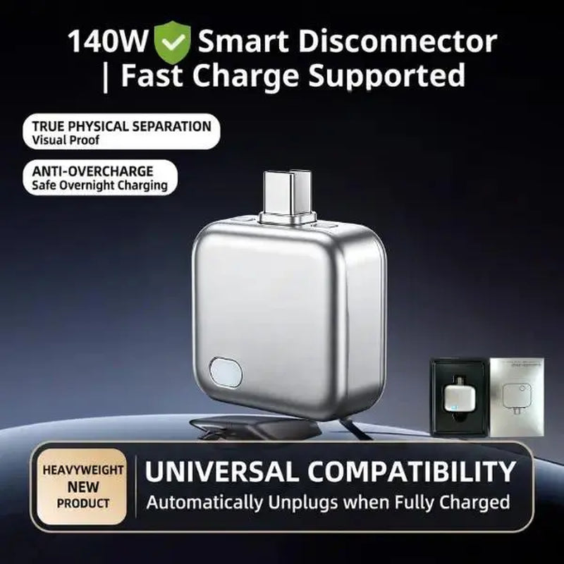 HEXIBII 140W Physical-Disconnect Battery Guard, Auto Eject Charger,Smart Auto Stop Charging Protector, Full Battery Auto Disconnect, Anti-Overcharge Protection for Safe Overnight Charging, Overcharge Protection, Universal for Phones, Laptops & Tablets