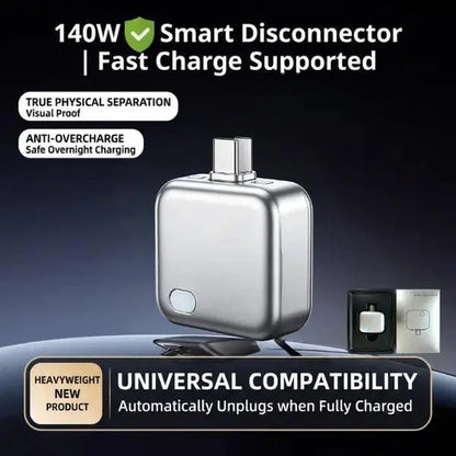 HEXIBII 140W Physical-Disconnect Battery Guard, Auto Eject Charger,Smart Auto Stop Charging Protector, Full Battery Auto Disconnect, Anti-Overcharge Protection for Safe Overnight Charging, Overcharge Protection, Universal for Phones, Laptops & Tablets
