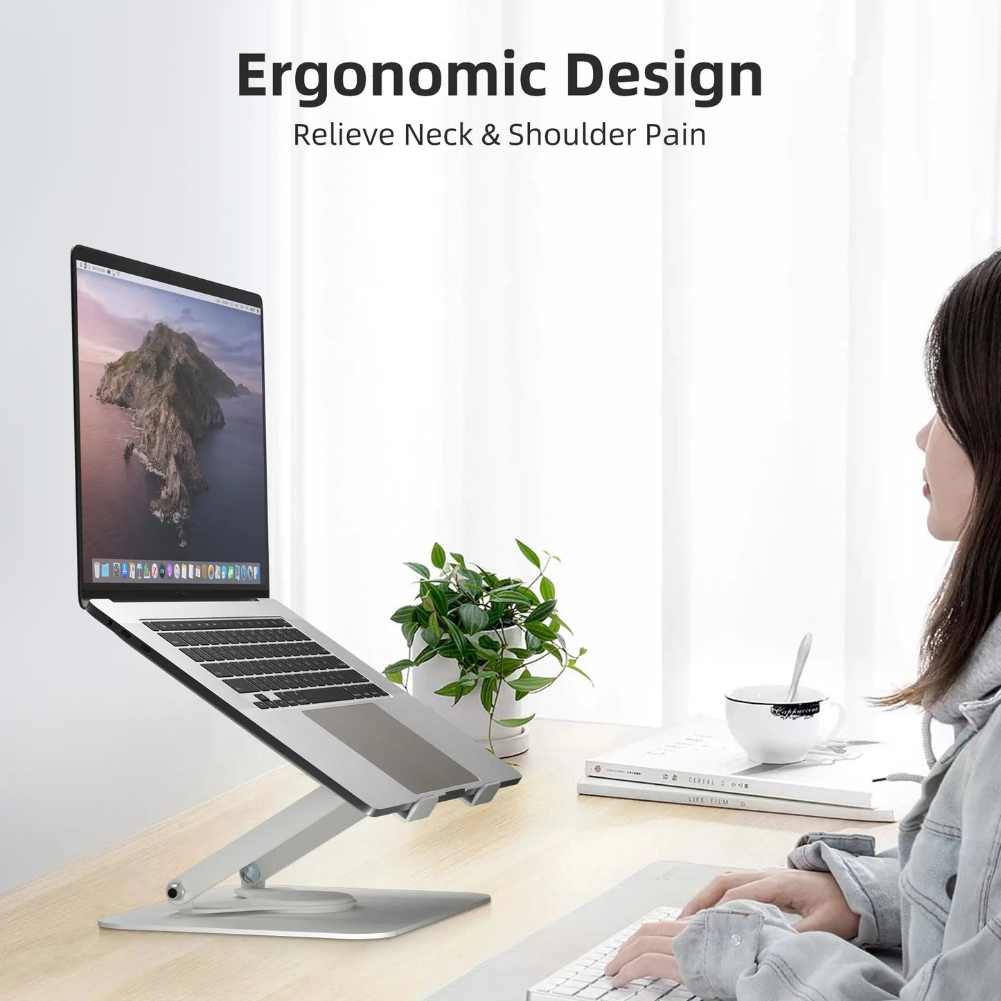 [Suptek 360° Rotating Laptop Stand]Adjustable Laptop Stand,Portable Laptop Riser, Laptop Stand for Desk Foldable,Ergonomic Computer Notebook Stand Holder Compatible with Macbook Air,Pro,Dell Xp,Fits for 11-17" Laptops LS001W