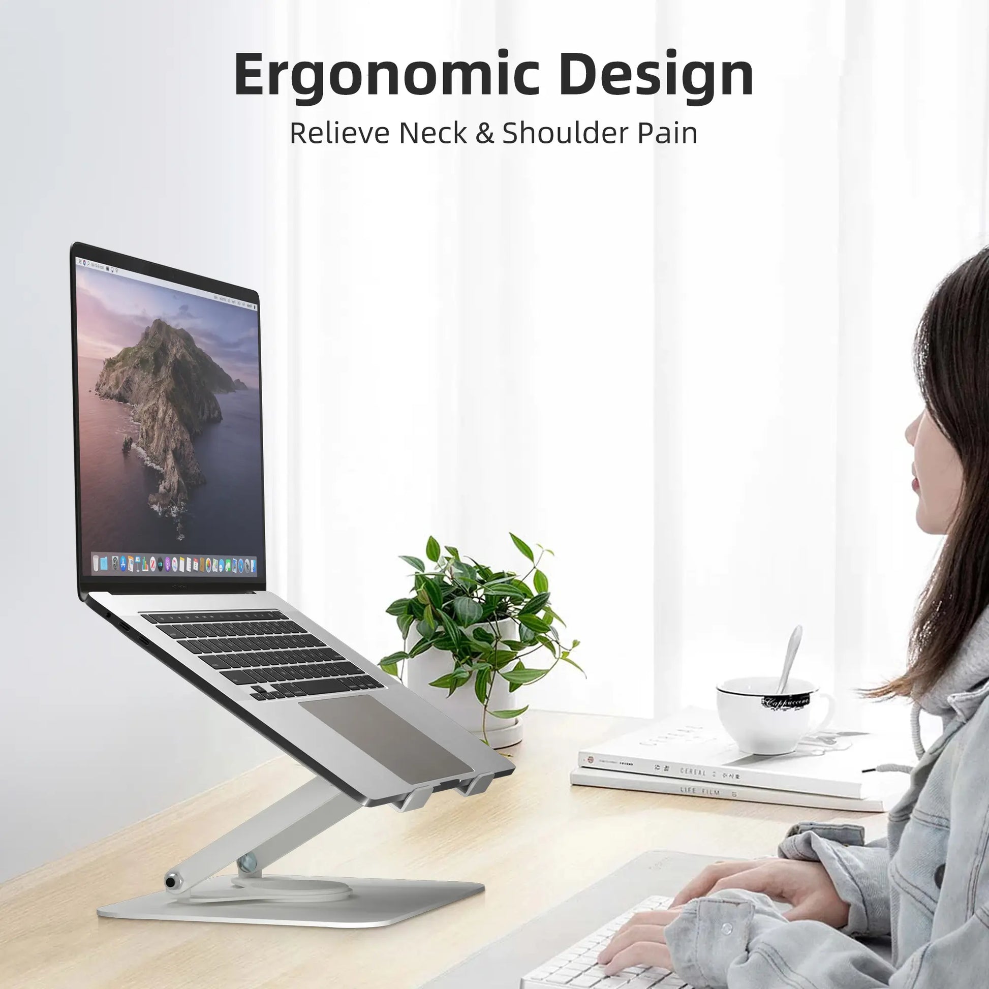 [Suptek 360° Rotating Laptop Stand]Adjustable Laptop Stand,Portable Laptop Riser, Laptop Stand for Desk Foldable,Ergonomic Computer Notebook Stand Holder Compatible with Macbook Air,Pro,Dell Xp,Fits for 11-17" Laptops LS001W