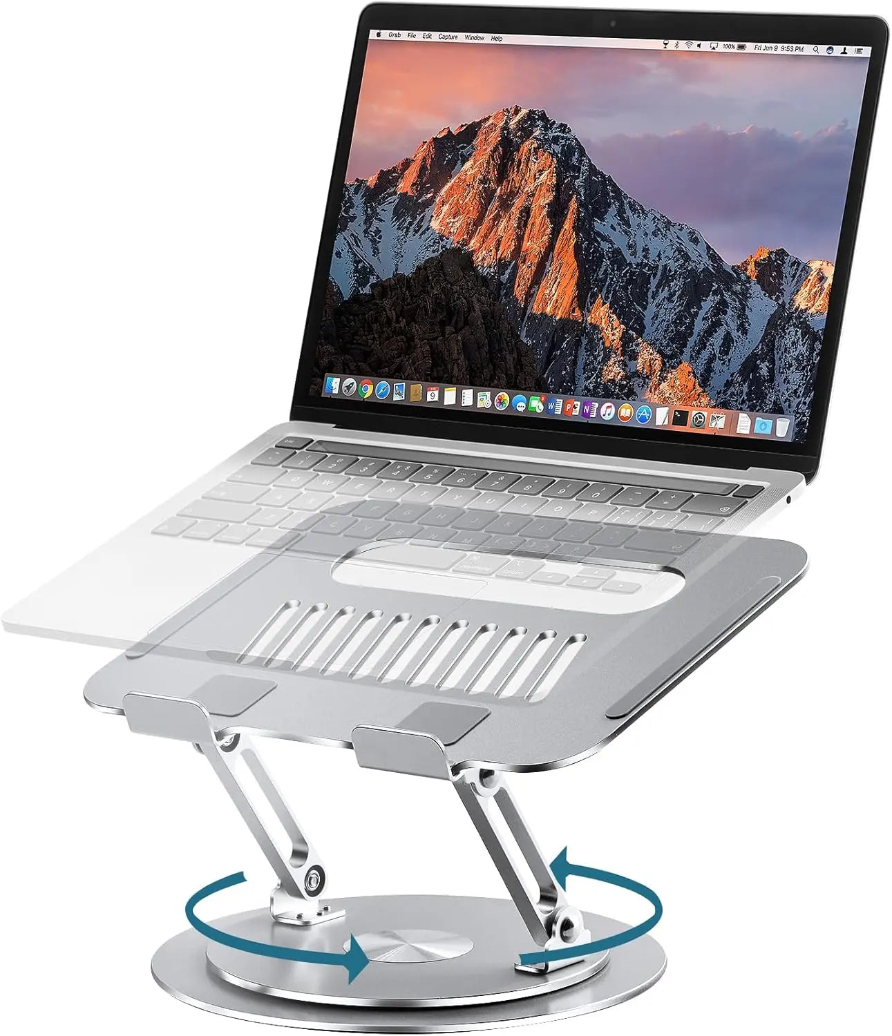 360° Rotating Laptop Stand, Adjustable Foldable Aluminum Alloy Laptop Stand, 2-In-1 Multi-Functional Laptop Stand, Suitable for Gaming Laptops and Tablet Stands, Gray