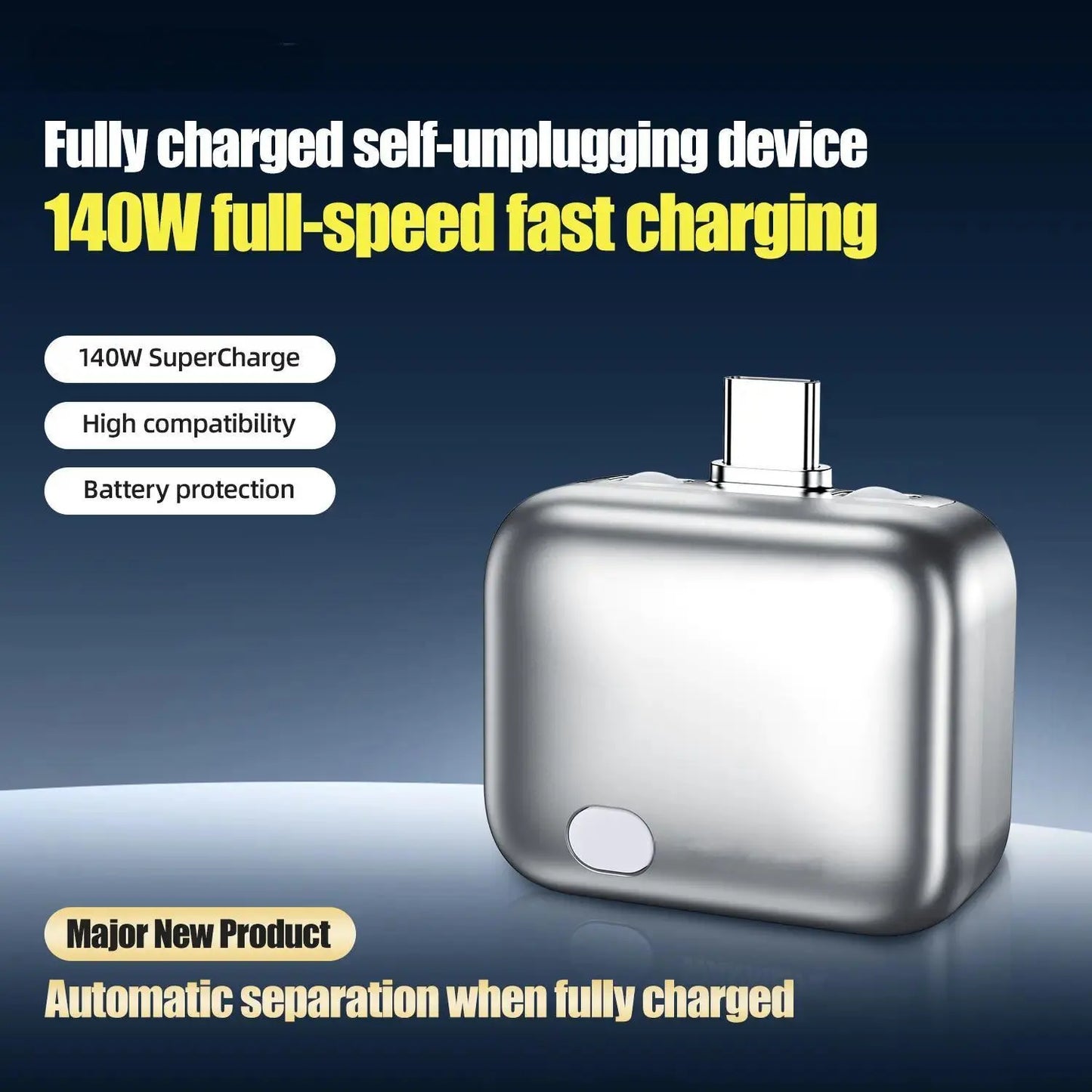 HEXIBII 140W Physical-Disconnect Battery Guard, Auto Eject Charger,Smart Auto Stop Charging Protector, Full Battery Auto Disconnect, Anti-Overcharge Protection for Safe Overnight Charging, Overcharge Protection, Universal for Phones, Laptops & Tablets