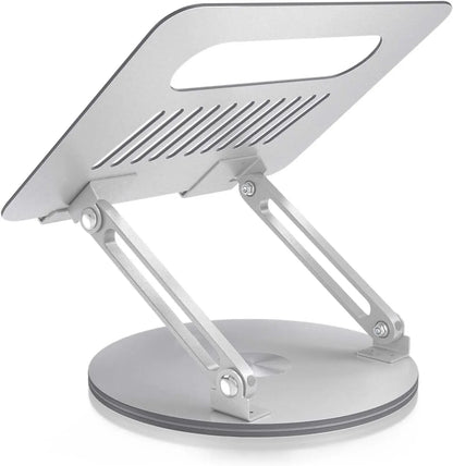 360° Rotating Laptop Stand, Adjustable Foldable Aluminum Alloy Laptop Stand, 2-In-1 Multi-Functional Laptop Stand, Suitable for Gaming Laptops and Tablet Stands, Gray