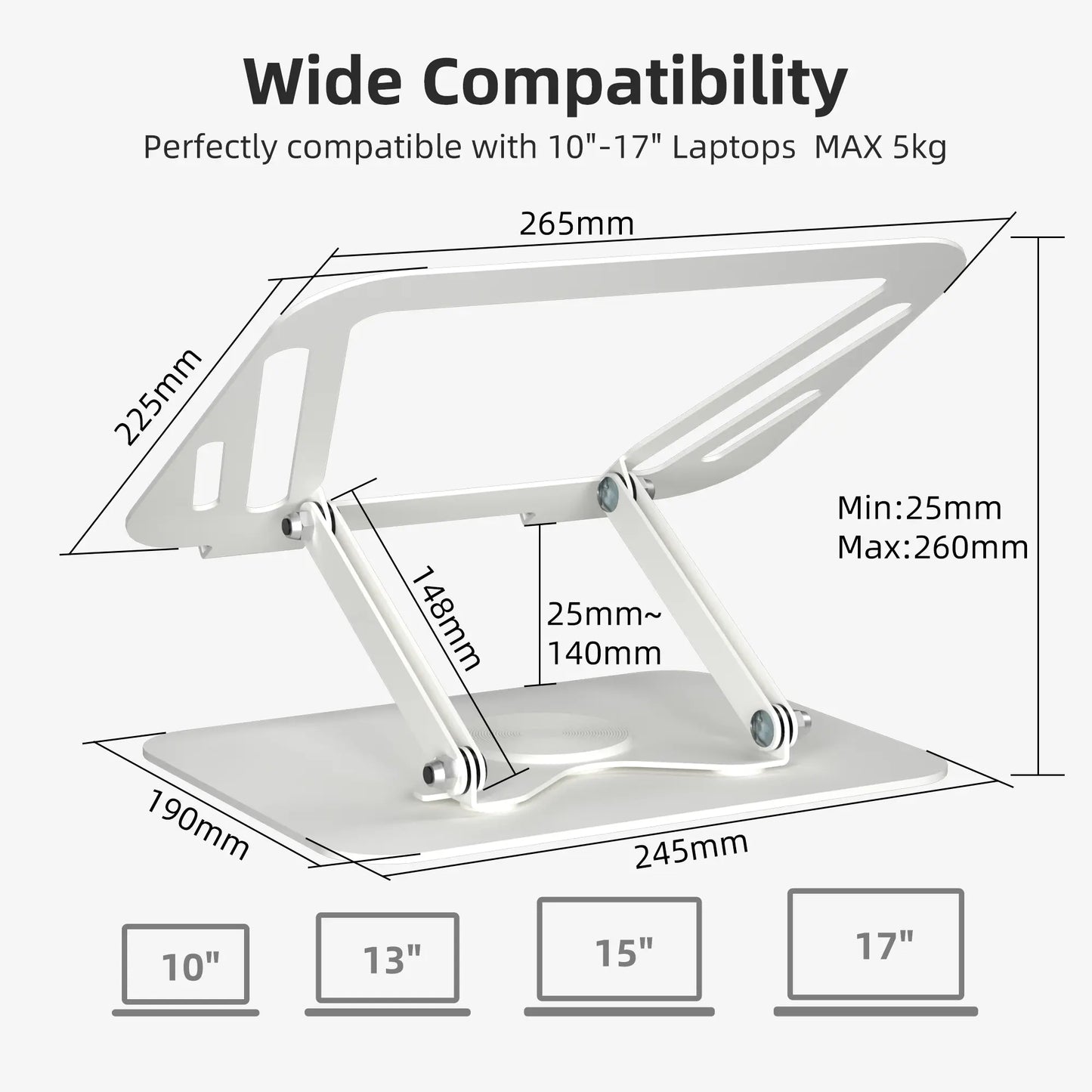 [Suptek 360° Rotating Laptop Stand]Adjustable Laptop Stand,Portable Laptop Riser, Laptop Stand for Desk Foldable,Ergonomic Computer Notebook Stand Holder Compatible with Macbook Air,Pro,Dell Xp,Fits for 11-17" Laptops LS001W