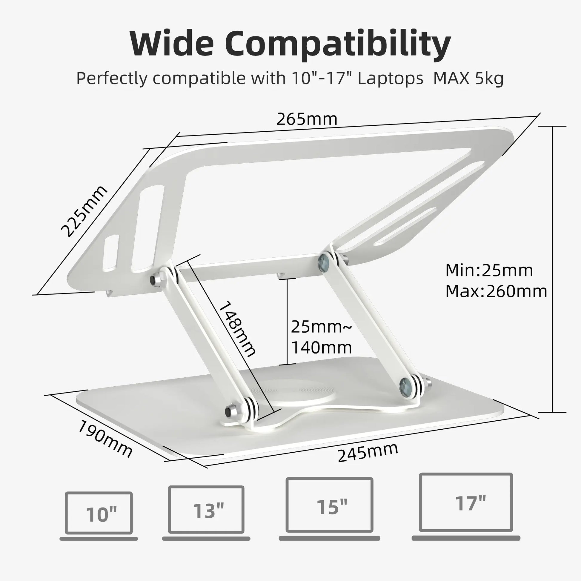[Suptek 360° Rotating Laptop Stand]Adjustable Laptop Stand,Portable Laptop Riser, Laptop Stand for Desk Foldable,Ergonomic Computer Notebook Stand Holder Compatible with Macbook Air,Pro,Dell Xp,Fits for 11-17" Laptops LS001W