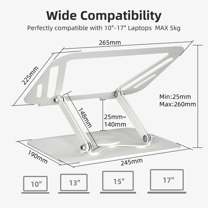 [Suptek 360° Rotating Laptop Stand]Adjustable Laptop Stand,Portable Laptop Riser, Laptop Stand for Desk Foldable,Ergonomic Computer Notebook Stand Holder Compatible with Macbook Air,Pro,Dell Xp,Fits for 11-17" Laptops LS001W